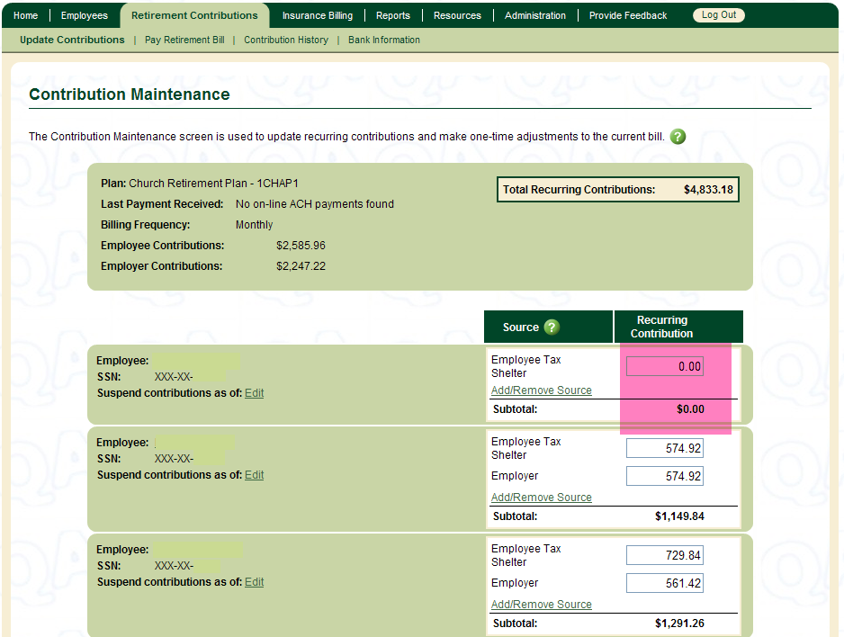 Employer Access Zero Contributions